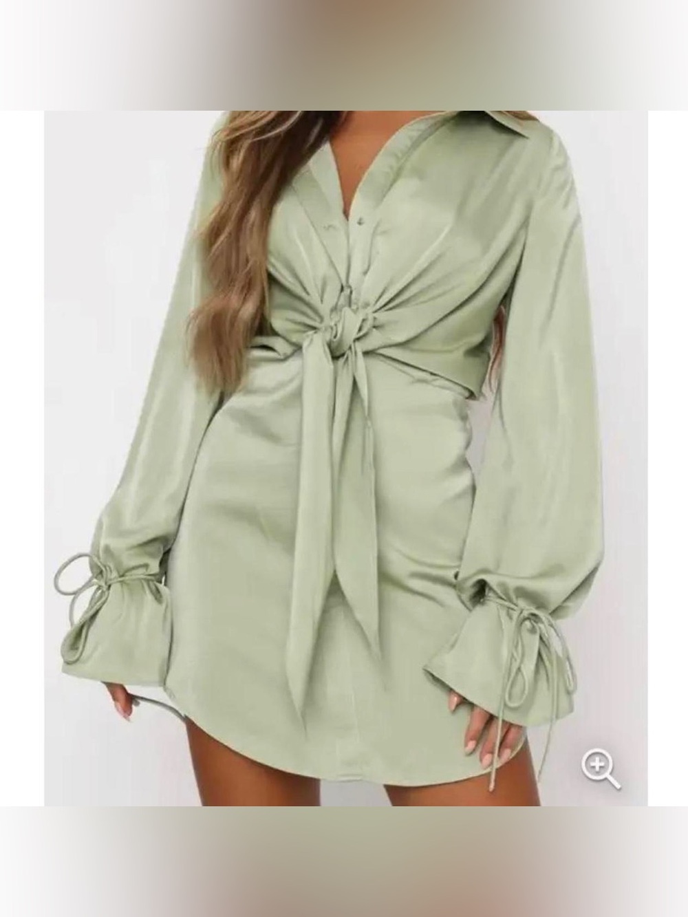 Knot-Front Long Sleeve Mini Dress